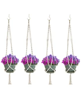 Sorbus Macrame Plant Hanger for Outdoor Plant Pots Set of 4