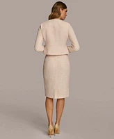 Donna Karan Womens Tweed Collarless Jacket Pencil Skirt