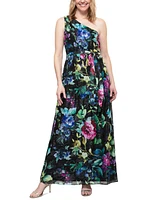 Sl Fashions Women's Floral-Print One-Shoulder Maxi Dress