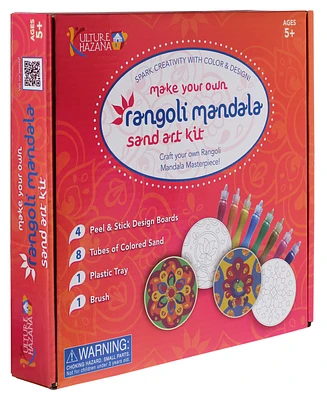 Kulture Khazana Make Your Own Rangoli Sand Art Kit, 4 Cardboard Coasters
