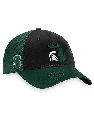 Men's Top of the World Green, Black Michigan State Spartans Origins Trucker Adjustable Hat