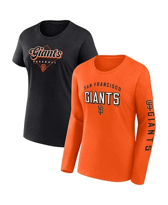 Women's Fanatics Orange, Black San Francisco Giants T-shirt Combo Pack