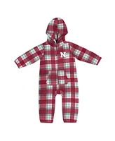 Baby Boys and Girls Colosseum Scarlet, Gray Nebraska Huskers Farays Plaid Full-Zip Hoodie Jumper