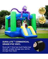 JumpOrange Lil Lady Octopus Inflatable Bounce House with Slide (with Blower), for Kids and Toddlers, Light Weight, Moonwalk, Bouncy House, Summer Fun,