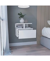 Depot E-shop Seward Floating Nightstand, Wall Mounted with Single Drawer and 2-Tier Shelf