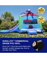 HeroKiddo Octopus Commercial Grade Bounce House Water Slide with Splash Pool for Kids and Adults (with Blower), Wet Dry Combo, Basketball Hoop, Outdoo