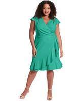 London Times Petite V-Neck Jersey Fit & Flare Dress