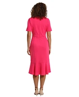 London Times Women's Scoop-Neck Trumpet-Hem Dress