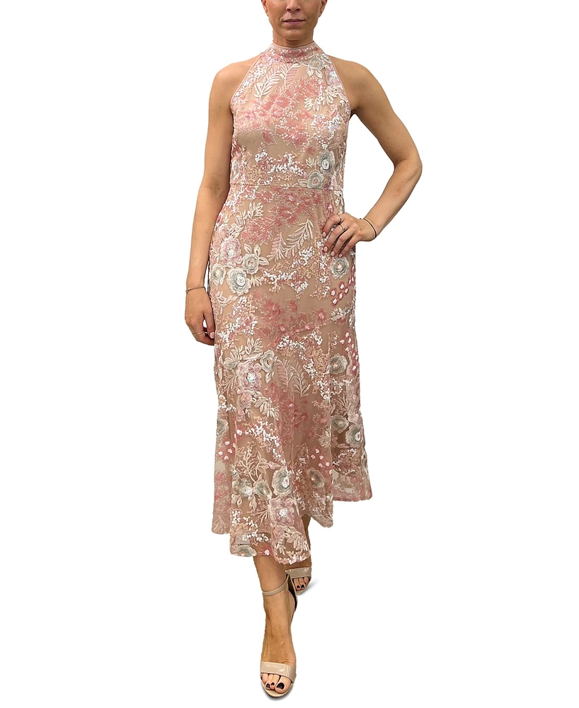 Sam Edelman Women's Floral Lace Sequin Sleeveless Dress