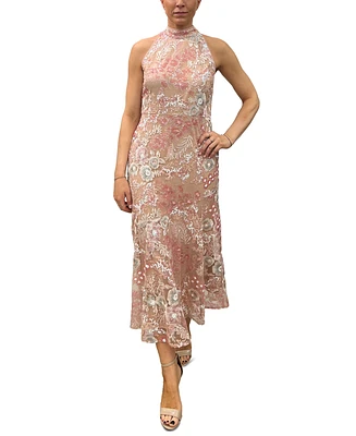 Sam Edelman Women's Floral Lace Sequin Sleeveless Dress