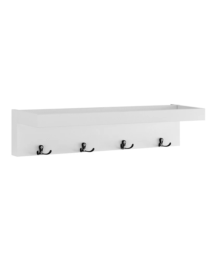 Wall Mounted Coat Rack with Decorative Ledge Shelf