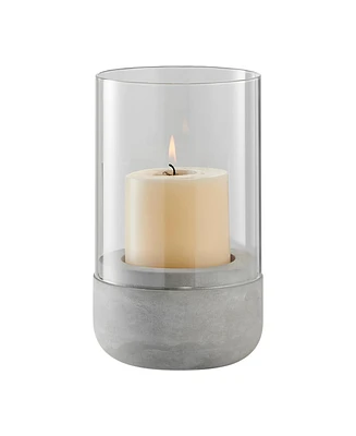 Danya B Modern Cool Gray Cement Base and Glass Pillar Votive Candle Holder, Small
