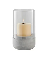 Danya B Modern Cool Gray Cement Base and Glass Pillar Votive Candle Holder, Small