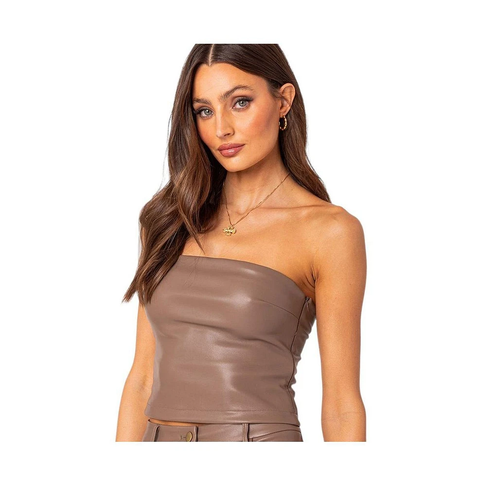 Women's Martine faux leather tube top