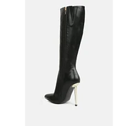 London Rag Hale Faux Leather Pointed Heel Calf Boots