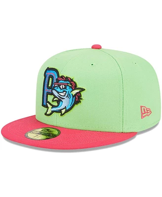 Men's New Era Green Pensacola Blue Wahoos Theme Nights Mullets Alternate 2 59FIFTY Fitted Hat