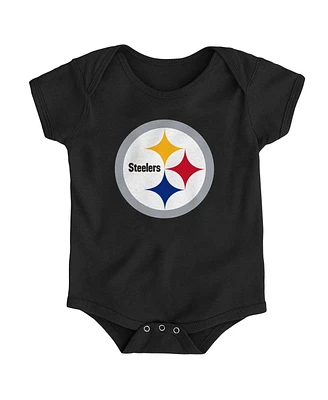 Baby Boys and Girls Black Pittsburgh Steelers Team Logo Bodysuit