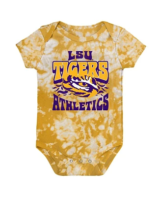 Baby Boys and Girls Gold Distressed Lsu Tigers Lil Rocker Tie-Dye Bodysuit