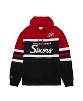 Men's Mitchell & Ness Black, Red Philadelphia 76ers Head Coach Pullover Hoodie