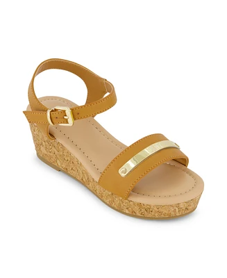 Dkny Little and Big Girls Amber Metal Strap Wedge Sandals