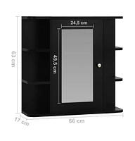 Bathroom Mirror Cabinet Black 26"x6.7"x24.8" Mdf