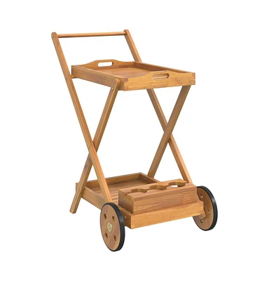 Tea Trolley 21.3"x34.3"x35.4" Solid Wood Acacia