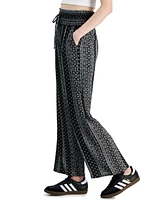 Kingston Grey Juniors' Printed Smocked Wide-Leg Pants