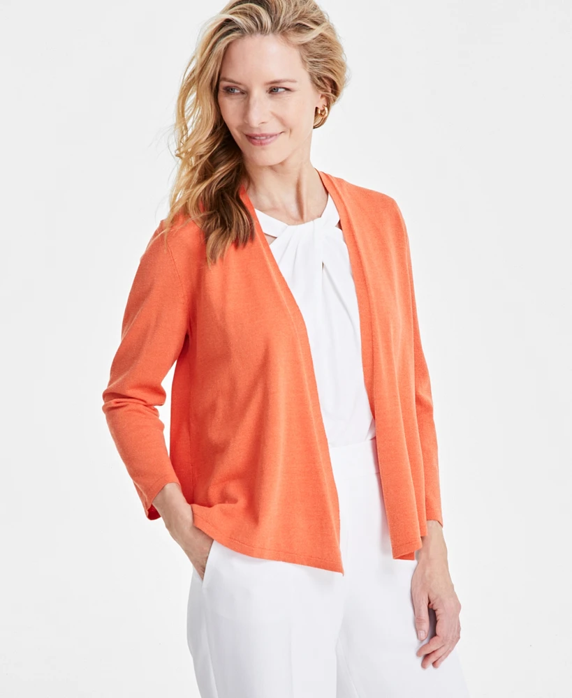 Kasper Women's Solid Soft-Edge A-Line Cardigan Sweater