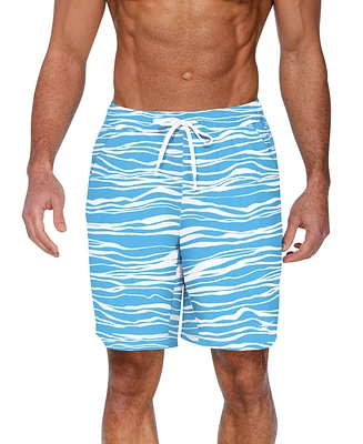 Reebok Men's Quick-Dry Stripe Wave Core Valley 7" Swim Trunks