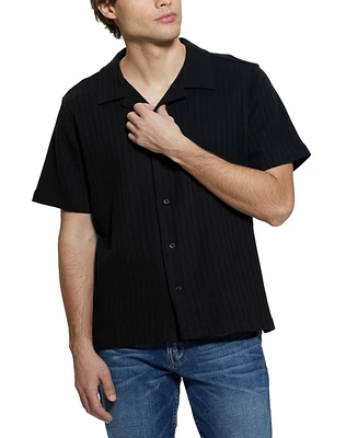Guess Men's Toledo Ribbed-Knit Short-Sleeve Button-Down Camp Shirt