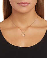 Swarovski Rose Gold-Tone Crystal Circle Pendant Necklace, 14-7/8" + 2" extender