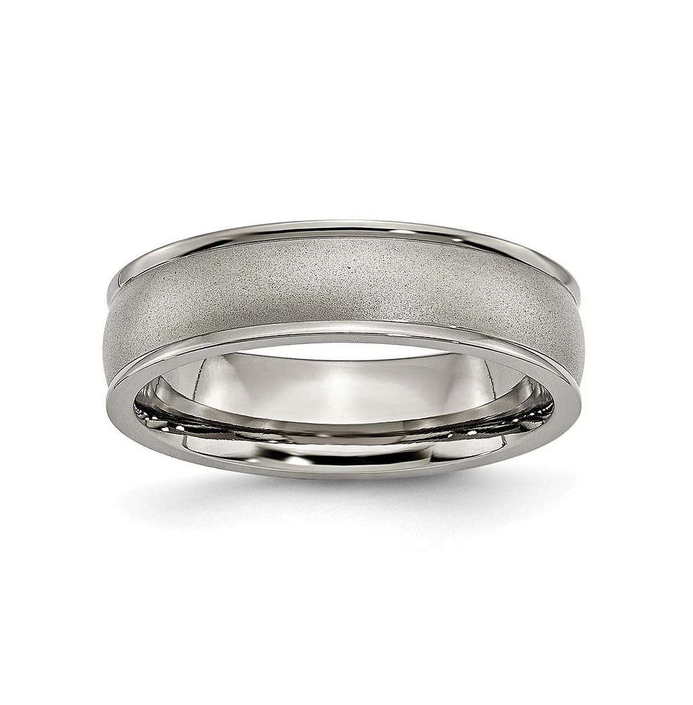 Chisel Titanium Brushed Center 6 mm Ridged Edge Wedding Band Ring