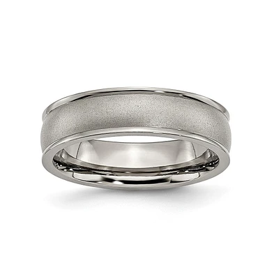Chisel Titanium Brushed Center mm Ridged Edge Wedding Band Ring