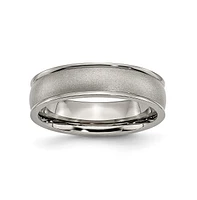 Chisel Titanium Brushed Center mm Ridged Edge Wedding Band Ring