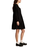 Lucky Brand Women's Cotton Embroidered Tiered Long-Sleeve Mini Dress