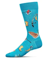 MeMoi Men's It's Fishing Time Novelty Crew Socks