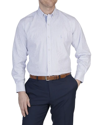 Tailorbyrd Men's Stripe Cotton Stretch Long Sleeve Shirt