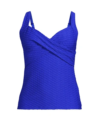 Lands' End Women's Texture Underwire Wrap Tankini Swimsuit Top