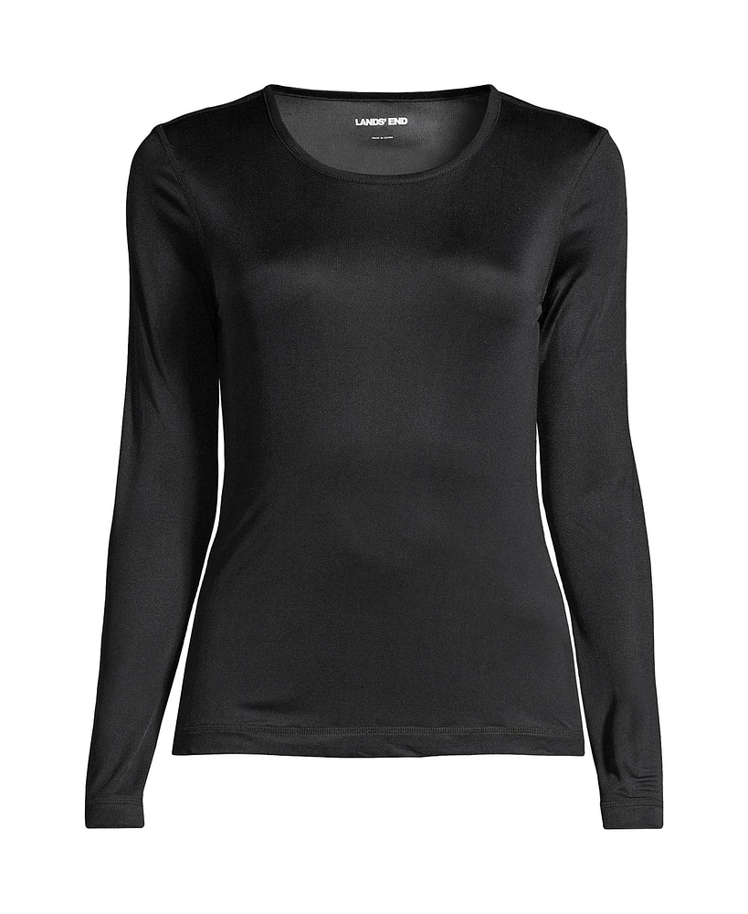 Lands' End Women's Silk Interlock Long Sleeve Crewneck Underwear Top