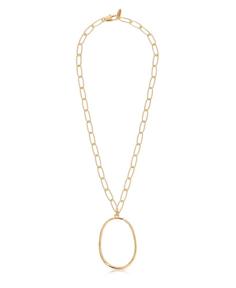 Ettika Large 18K Gold-Plated Oval Pendant Chain Link Necklace