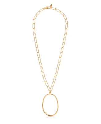 Ettika Large 18K Gold-Plated Oval Pendant Chain Link Necklace