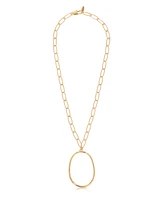 Ettika Large 18K Gold-Plated Oval Pendant Chain Link Necklace