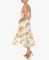 White Mark Women's V-neck Floral Print Maxi Dress