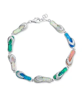 Bling Jewelry Tropical Vacation Beach Multi Color Flip Flop Sandal Created Opal Bracelet For Women Sterling Silver