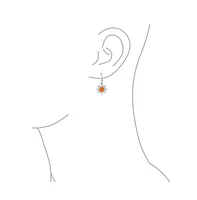 Bling Jewelry Irradiance Orange Fire Created Opal Summer Fun Sunburst Dangle Drop Earrings For Women Sterling Silver Fish Wire