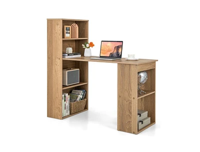 Computer Desk Writing Workstation Office with 6-Tier Storage Shelves