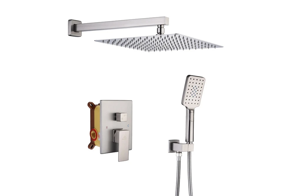 Casainc 12 Inch High Pressure Square Shower System with Anti-scald Valve