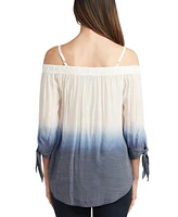 Bcx Juniors' Off-The-Shoulder Dip-Dyed 3/4-Sleeve Top