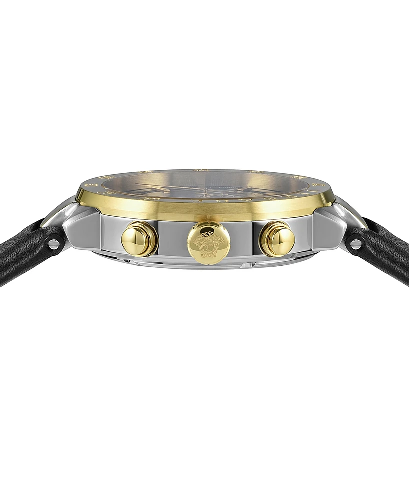 Versace Men's Swiss Chronograph Urban Mystique Black Leather Strap Watch 43mm