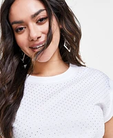 I.n.c. International Concepts Petite Dew Drop Cotton Roll-Sleeve Tee, Created for Macy's